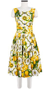 Florance Dress #2 Boat Neck Sleeveless Long Length Cotton Stretch (Sicilian Lemon All Over)