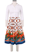 Zelda Skirt Long Length Cotton Stretch (Sicilian Lemon Border)