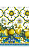 Florance Dress #2 Boat Neck Mini Cap Sleeve Long Length Cotton Stretch (Sicilian Lemon Border)