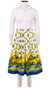 Zelda Skirt Long Length Cotton Stretch (Sicilian Lemon Border)