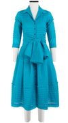 Audrey Dress #5 Shirt Collar 3/4 Sleeve with Hamilton Belt Long +3 Length Cotton Musola (Solid)
