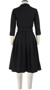 Audrey Dress #1 Shirt Collar 3/4 Sleeve Regular +3 Cotton Stretch_Solid_Black