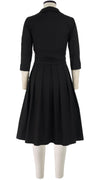 Audrey Dress #1 Shirt Collar 3/4 Sleeve Regular +3 Cotton Stretch_Solid_Black