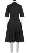 Audrey Dress #1 Shirt Collar Elbow Sleeve Regular +3 Length Cotton Stretch_Solid_Black