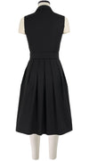 Audrey Dress #1 Shirt Collar Sleeveless Cotton Stretch_Solid_Black