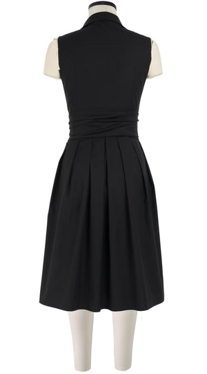 Audrey Dress #1 Shirt Collar Sleeveless Cotton Stretch_Solid_Black