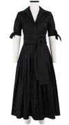 Audrey Dress #2 Shirt Collar 1/2 Tie Sleeve Midi +2 Length Cotton Stretch (Solid)