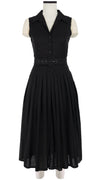 Avery Dress #2 Shirt Collar Sleeveless Midi Length Cotton Musola_Solid_Black