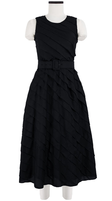 Buffy Dress Crew Neck Sleeveless Midi Length Cotton Musola (Solid)