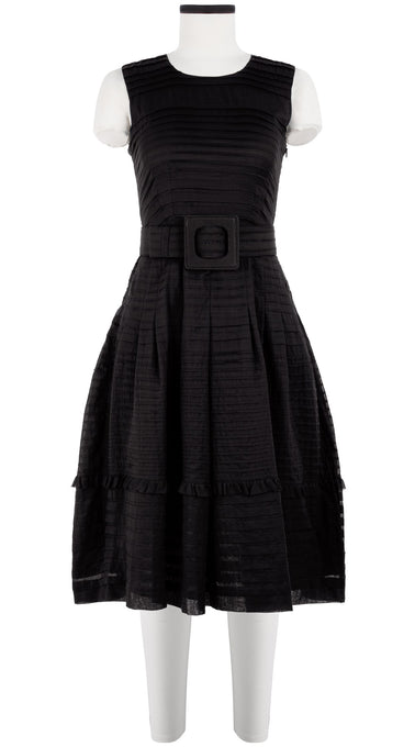 Rachel Dress #5 Crew Neck Sleeveless with Hamilton Belt Long Length Cotton Musola (Solid)