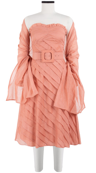 Buffy Dress Tube Strapless with Hamilton Belt Long Length Cotton Musola_Solid_Blush