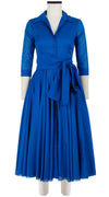Aster Dress Shirt Collar 3/4 Sleeve Midi Length Cotton Musola_Solid_Cobalt Blue