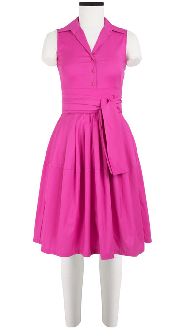 Claire Dress Shirt Collar Sleeveless Cotton Stretch_Solid_Hot Pink