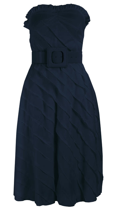 Buffy Dress Tube Strapless with Hamilton Belt Long Length Cotton Musola (Solid)