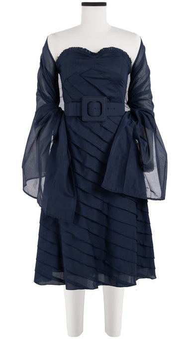 Buffy Dress Tube Strapless with Hamilton Belt Long Length Cotton Musola (Solid)