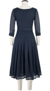Florance Dress #4 Boat Neck 3/4 Sleeve Midi Length Cotton Musola_Solid_Indigo
