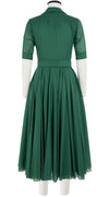 Aster Dress Shirt Collar 1/2 Sleeve Midi Plus Length Cotton Musola_Solid_Ivy Green