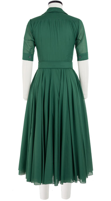 Aster Dress Shirt Collar 1/2 Sleeve Midi Plus Length Cotton Musola_Solid_Ivy Green