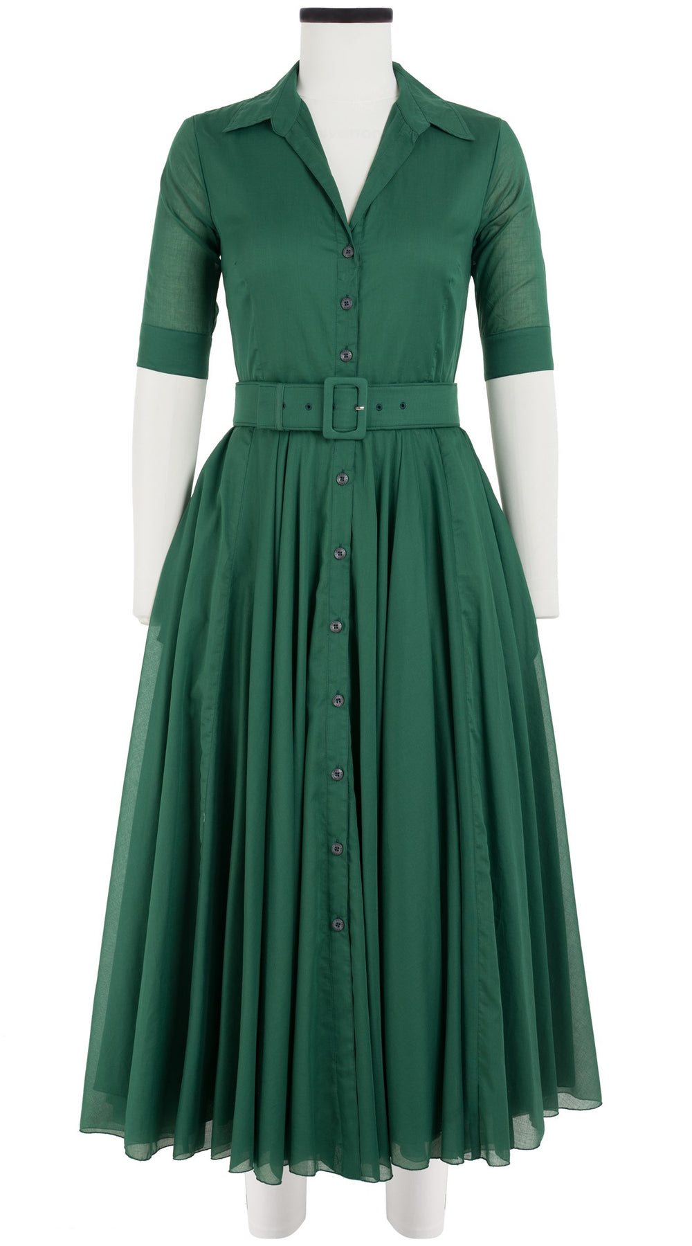 Aster Dress Shirt Collar 1/2 Sleeve Midi Plus Length Silk Musola (Solid)