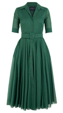 Aster Dress Shirt Collar 1/2 Sleeve Midi Plus Length Silk Musola (Solid)