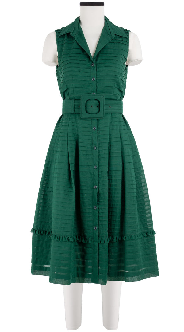 Audrey Dress #5 Shirt Collar Sleeveless Long Length Cotton Musola (Solid)
