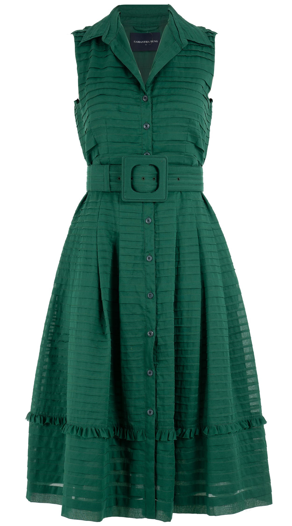 Audrey Dress #5 Shirt Collar Sleeveless Long Length Cotton Musola (Solid)