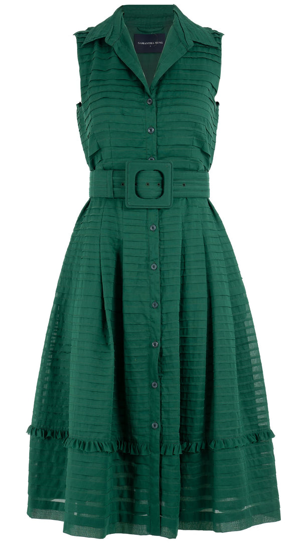 Audrey Dress #5 Shirt Collar Sleeveless Long Length Cotton Musola (Solid)