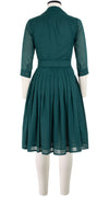 Audrey Dress #4 Shirt Collar 3/4 Sleeve Cotton Musola_Solid_Jade