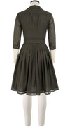 Audrey Dress #4 Shirt Collar 3/4 Sleeve Cotton Musola_Solid_Khaki Green