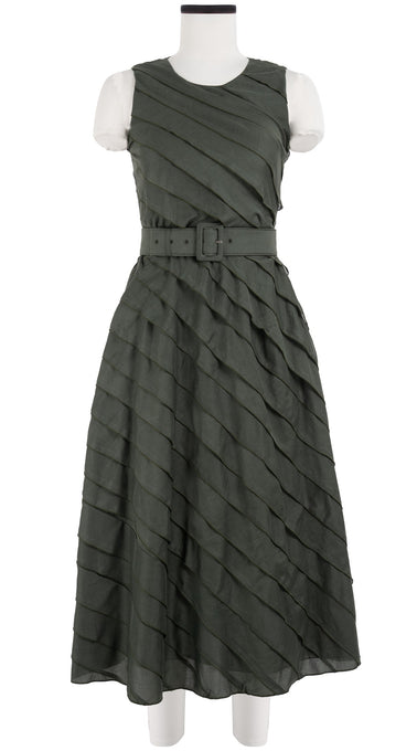Buffy Dress Crew Neck Sleeveless Midi Length Cotton Musola (Solid)