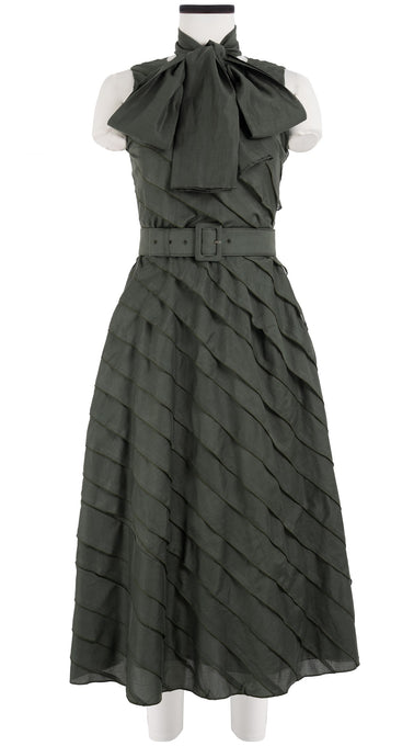Buffy Dress Crew Neck Sleeveless Midi Length Cotton Musola (Solid)