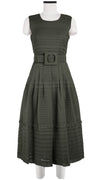 Rachel Dress #5 Crew Neck Sleeveless with Hamilton Belt Midi Length Cotton Musola (Solid)
