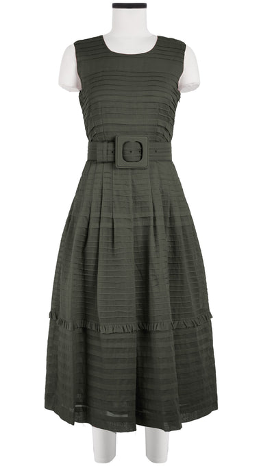 Rachel Dress #5 Crew Neck Sleeveless with Hamilton Belt Midi Length Cotton Musola (Solid)