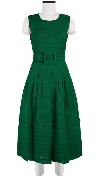 Rachel Dress #5 Crew Neck Sleeveless with Hamilton Belt Midi Length Cotton Musola (Solid)