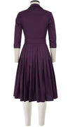 Audrey Dress #2 Shirt Collar 3/4 Sleeve Long Length Cotton Stretch_Solid_Plum