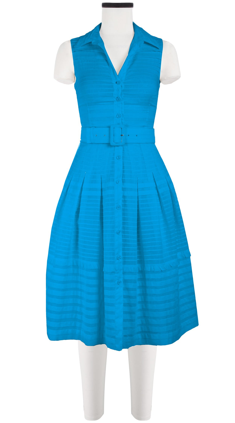 Audrey Dress #5 Shirt Collar Sleeveless Long Length Cotton Musola (Solid)