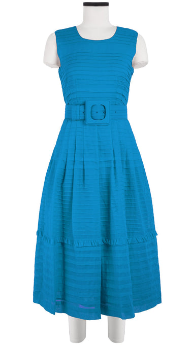 Rachel Dress #5 Crew Neck Sleeveless with Hamilton Belt Midi Length Cotton Musola (Solid)