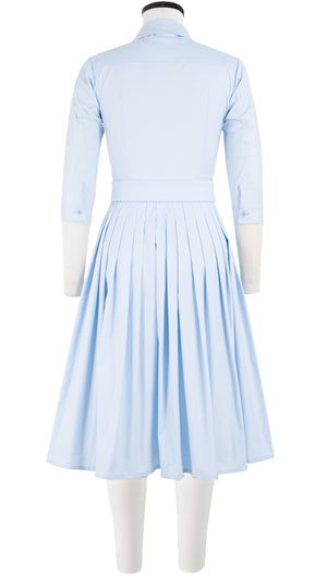 Audrey Dress #2 Shirt Collar 3/4 Sleeve Long Length Cotton Stretch (Solid)