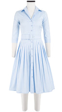 Audrey Dress #2 Shirt Collar 3/4 Sleeve Long Length Cotton Stretch (Solid)