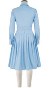 Audrey Dress #2 Shirt Collar Long Sleeve Cotton Stretch_Solid_Shirting Blue