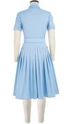 Audrey Dress #2 Shirt Collar Short Cuff Sleeve Cotton Stretch_Solid_Shirting Blue