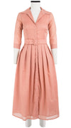 Audrey Dress #1 Shirt Collar 3/4 Sleeve Midi Plus Length Cotton Musola_Solid_Soft Blush
