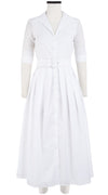 Audrey Dress #1 Shirt Collar 1/2 Sleeve Midi Plus Length Cotton Musola_Solid_White
