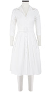 Audrey Dress #1 Shirt Collar 3/4 Sleeve Regular +2 Length Cotton Stretch_Solid_White