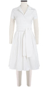 Audrey Dress #1 Shirt Collar Short Cuff Sleeve Cotton Stretch_Solid_White