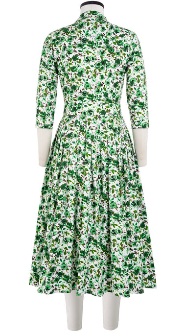 Audrey Dress #2 Shirt Collar 3/4 Sleeve Midi Length Cotton Stretch (Springfield Flower)