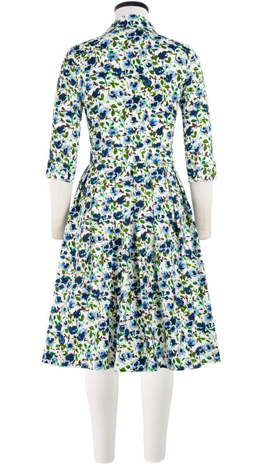 Audrey Dress #1 Shirt Collar 3/4 Sleeve Cotton Stretch (Springfield Flower)