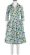 Audrey Dress #1 Shirt Collar 3/4 Sleeve Cotton Stretch (Springfield Flower)