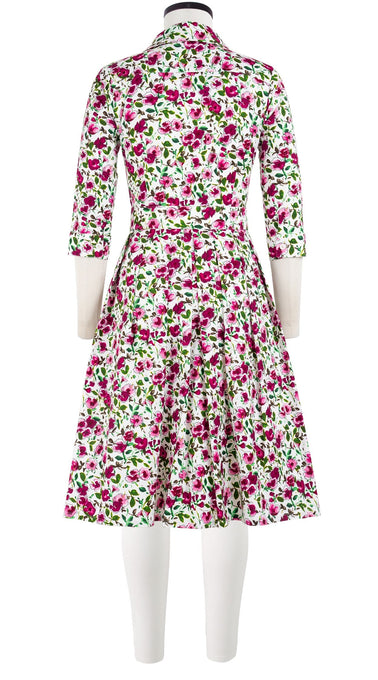 Audrey Dress #1 Shirt Collar 3/4 Sleeve Cotton Stretch (Springfield Flower)