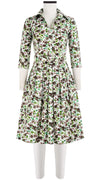 Audrey Dress #1 Shirt Collar 3/4 Sleeve Cotton Stretch (Springfield Flower)